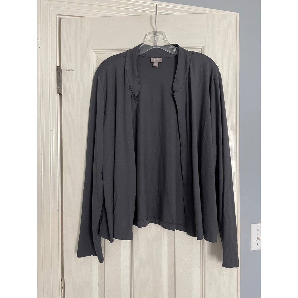 J.Jill Womens Cardigan Gray Open Front Long Sleeve Stretch XL